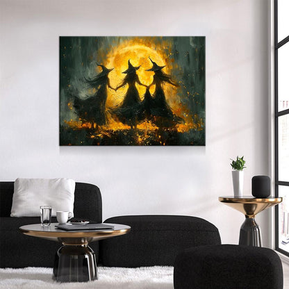 Witches Dancing Around The Fire Canvas Wall Art