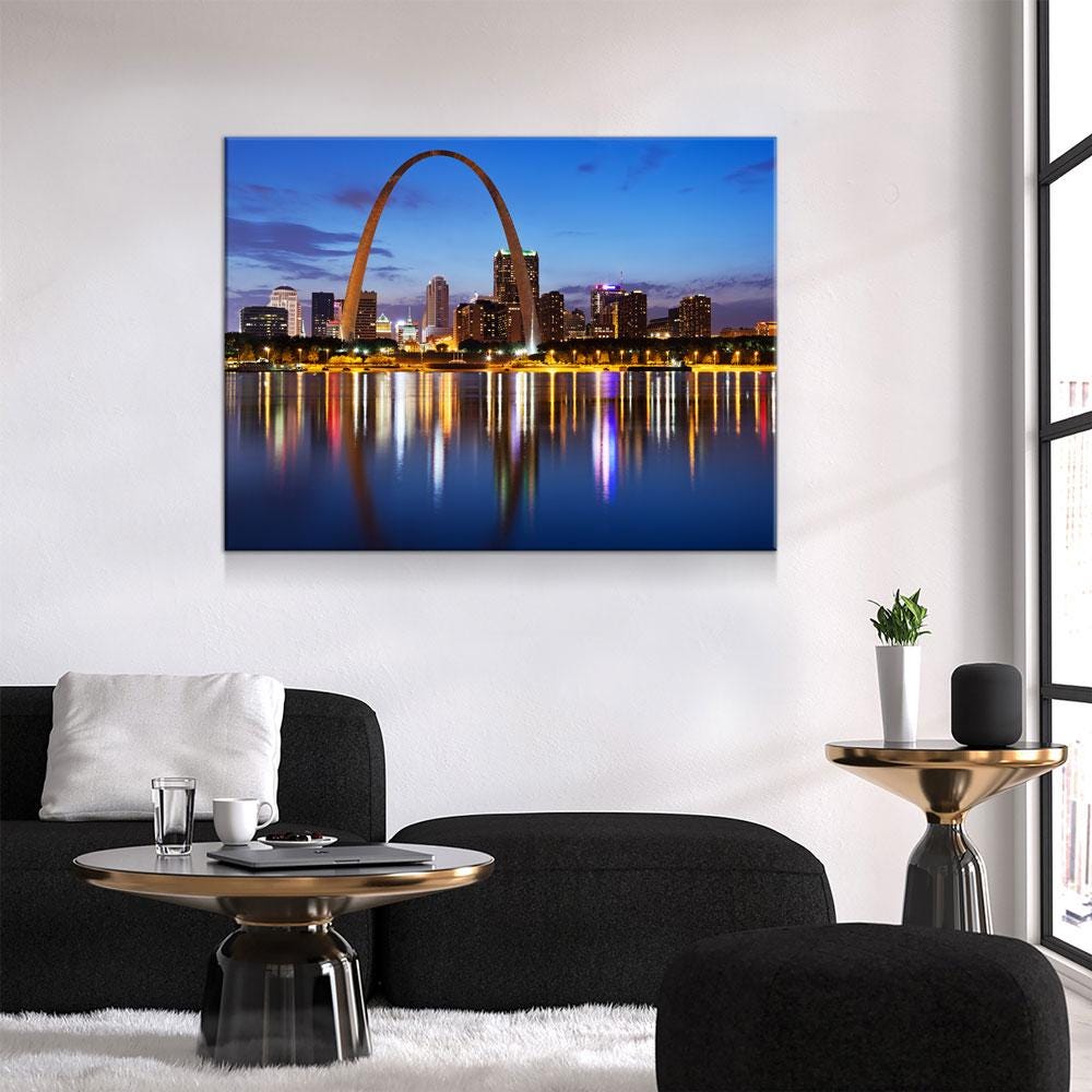 St. Louis Skyline Canvas Wall Art, Gateway Arch Print