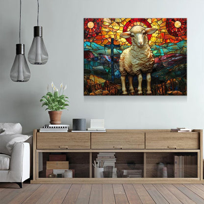 Lamb Of God Stained Glass Canvas Wall Art