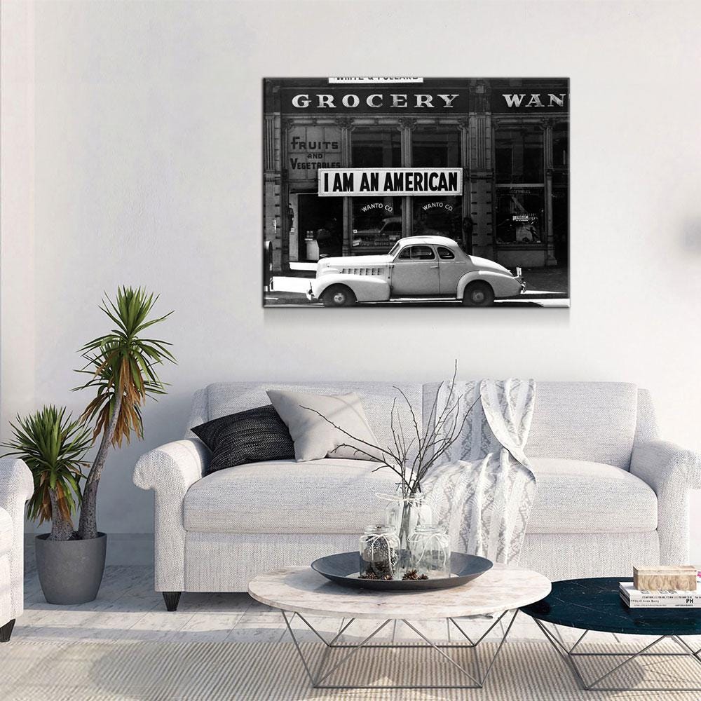 I Am An American Vintage Photo Canvas Wall Art