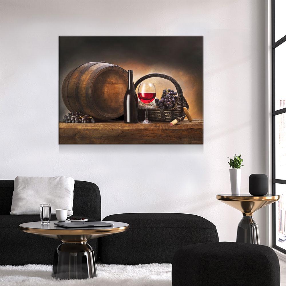 Red Wine & Barrel Canvas Wall Art