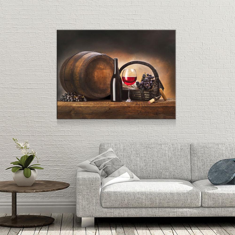 Red Wine & Barrel Canvas Wall Art