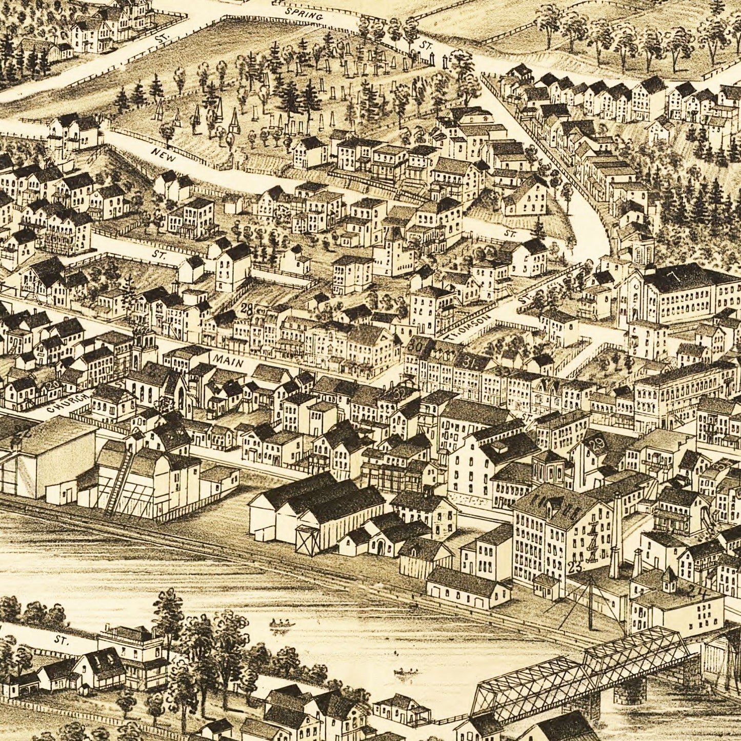 Vintage Map of Catskill, New York, 1889