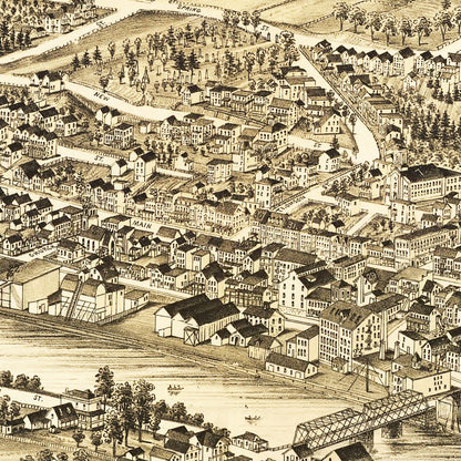 Vintage Map of Catskill, New York, 1889