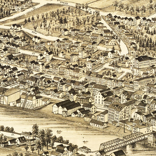 Vintage Map of Catskill, New York, 1889