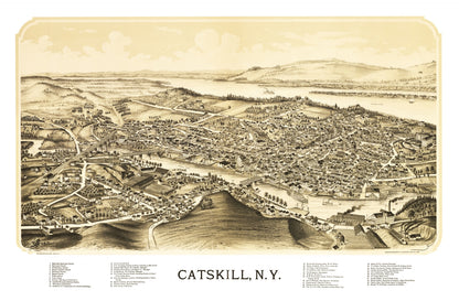 Vintage Map of Catskill, New York, 1889