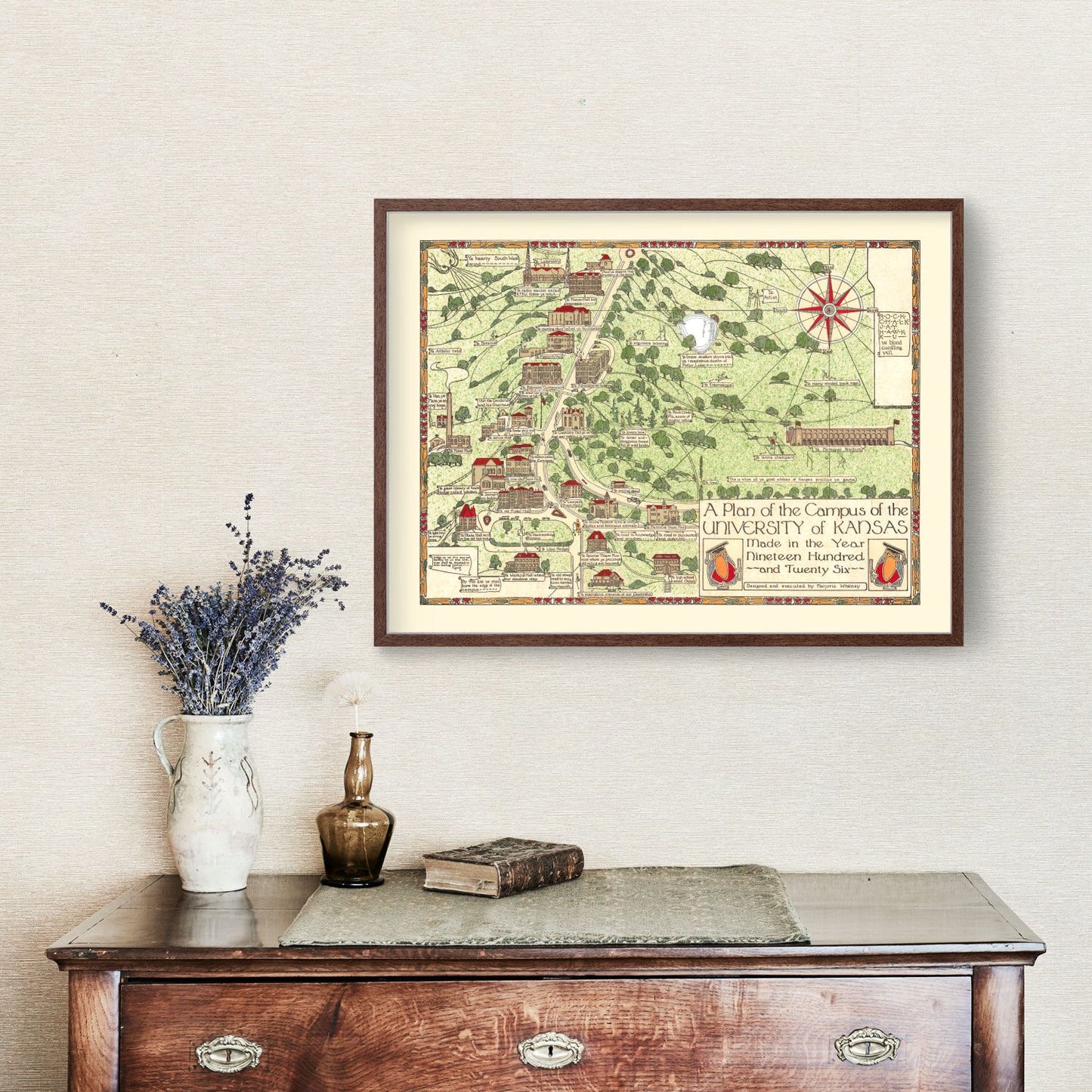 Vintage Map of the University of Kansas, Lawrence, 1926