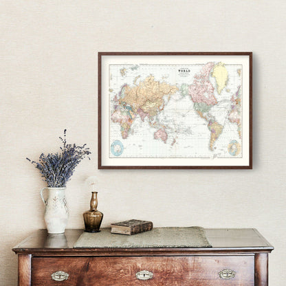 Vintage World Map, 1904