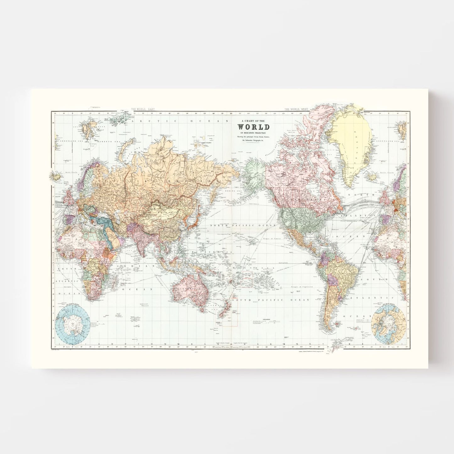 Vintage World Map, 1904