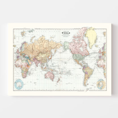 Vintage World Map, 1904