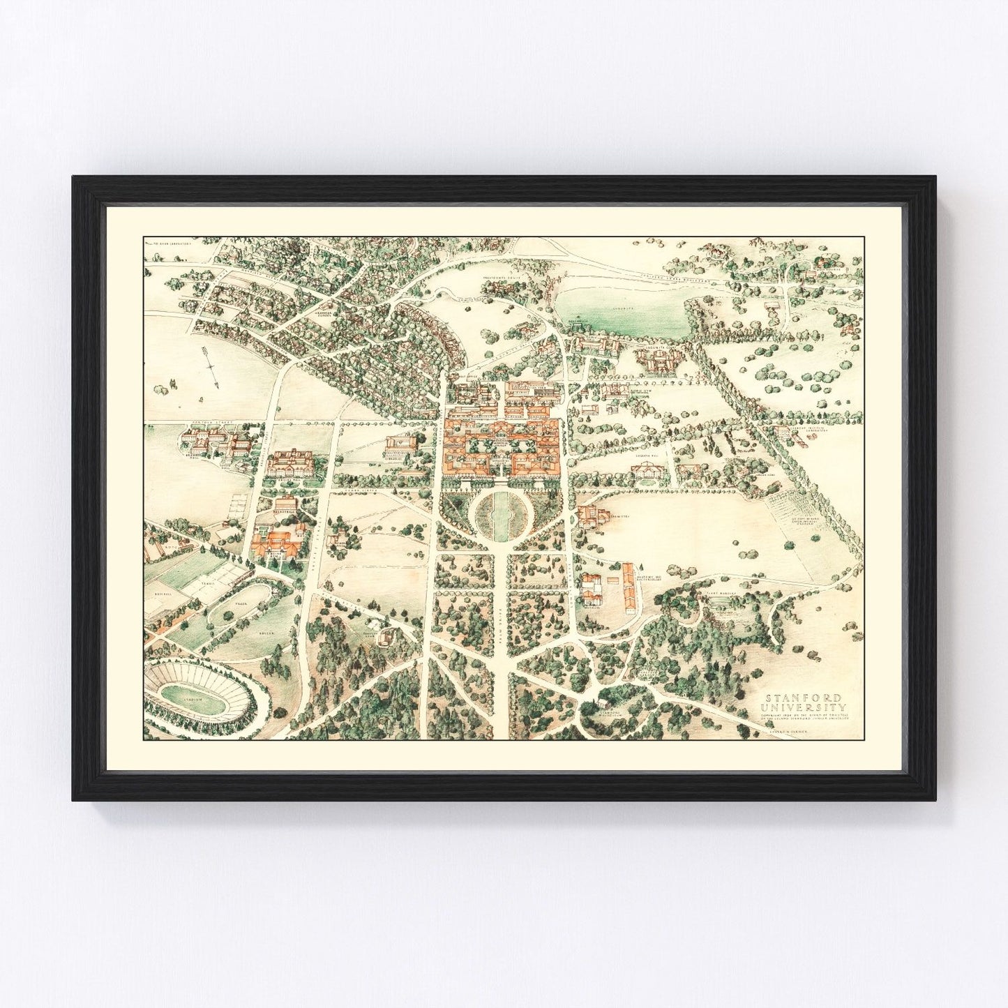 Vintage map of Stanford, California, 1934