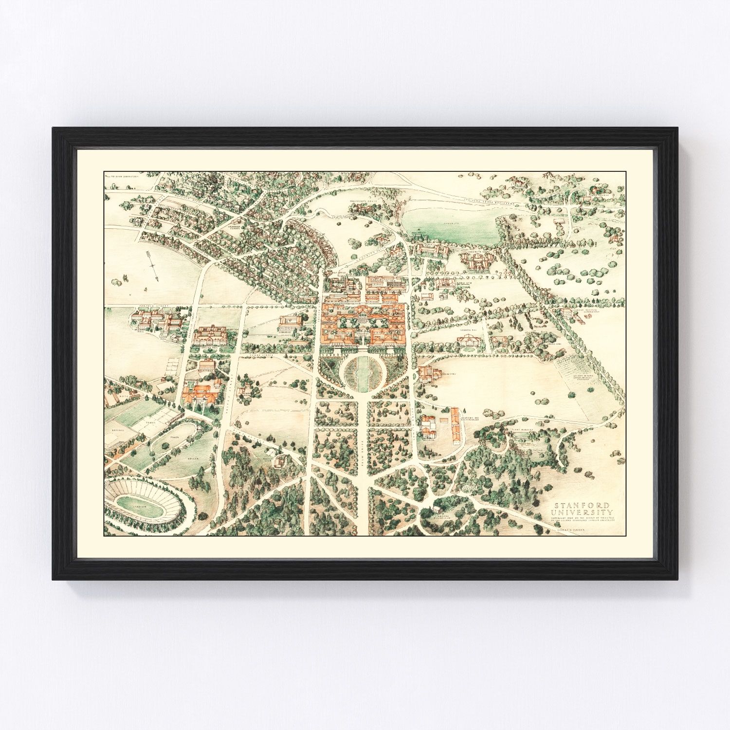 Vintage map of Stanford, California, 1934