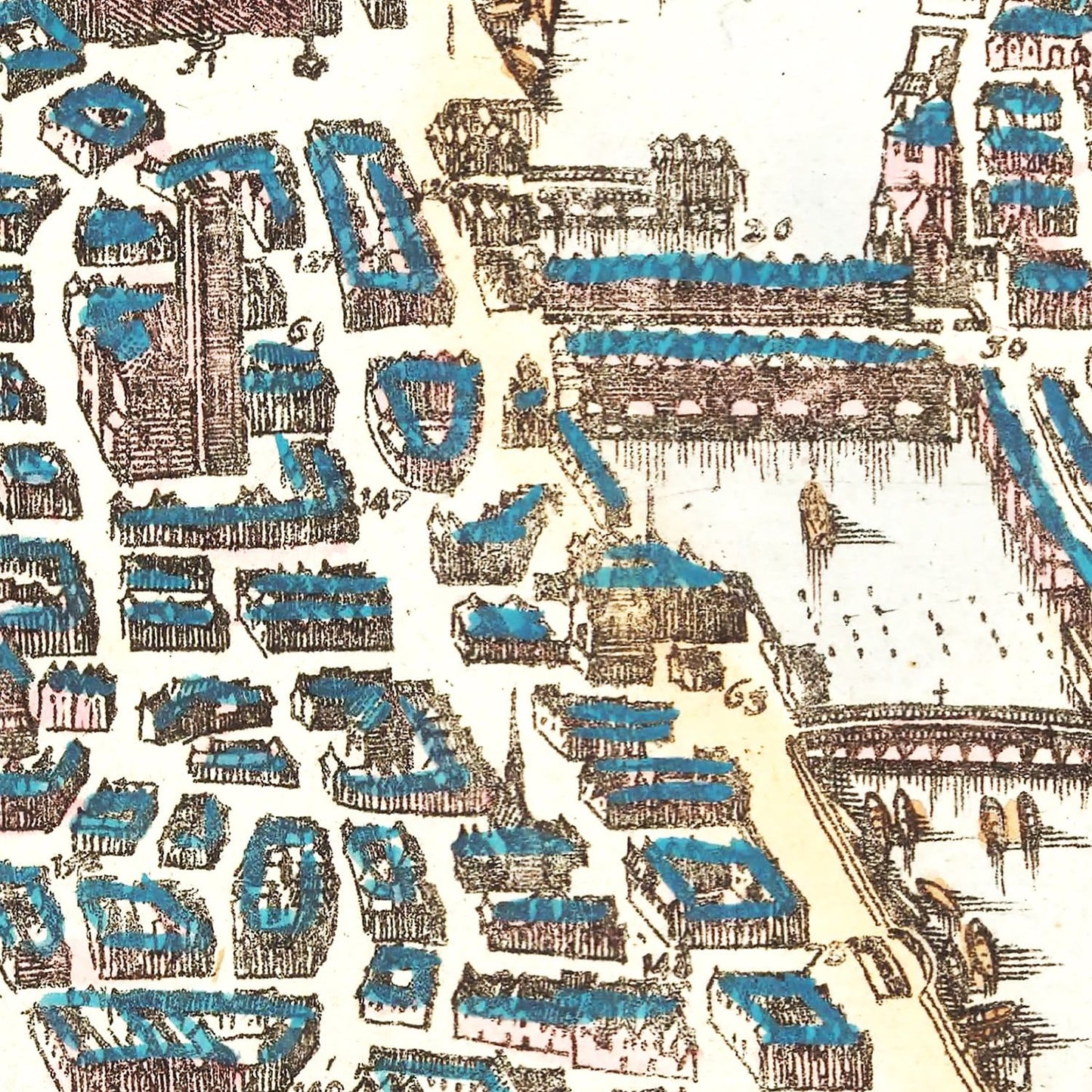 Vintage Map of Paris, France, 1655