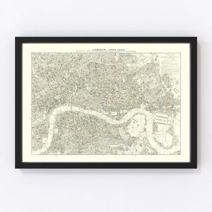 vintage map of London, England, 1903