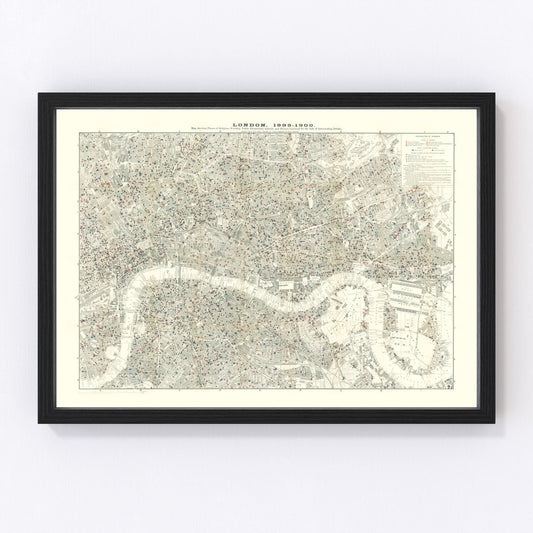 vintage map of London, England, 1903