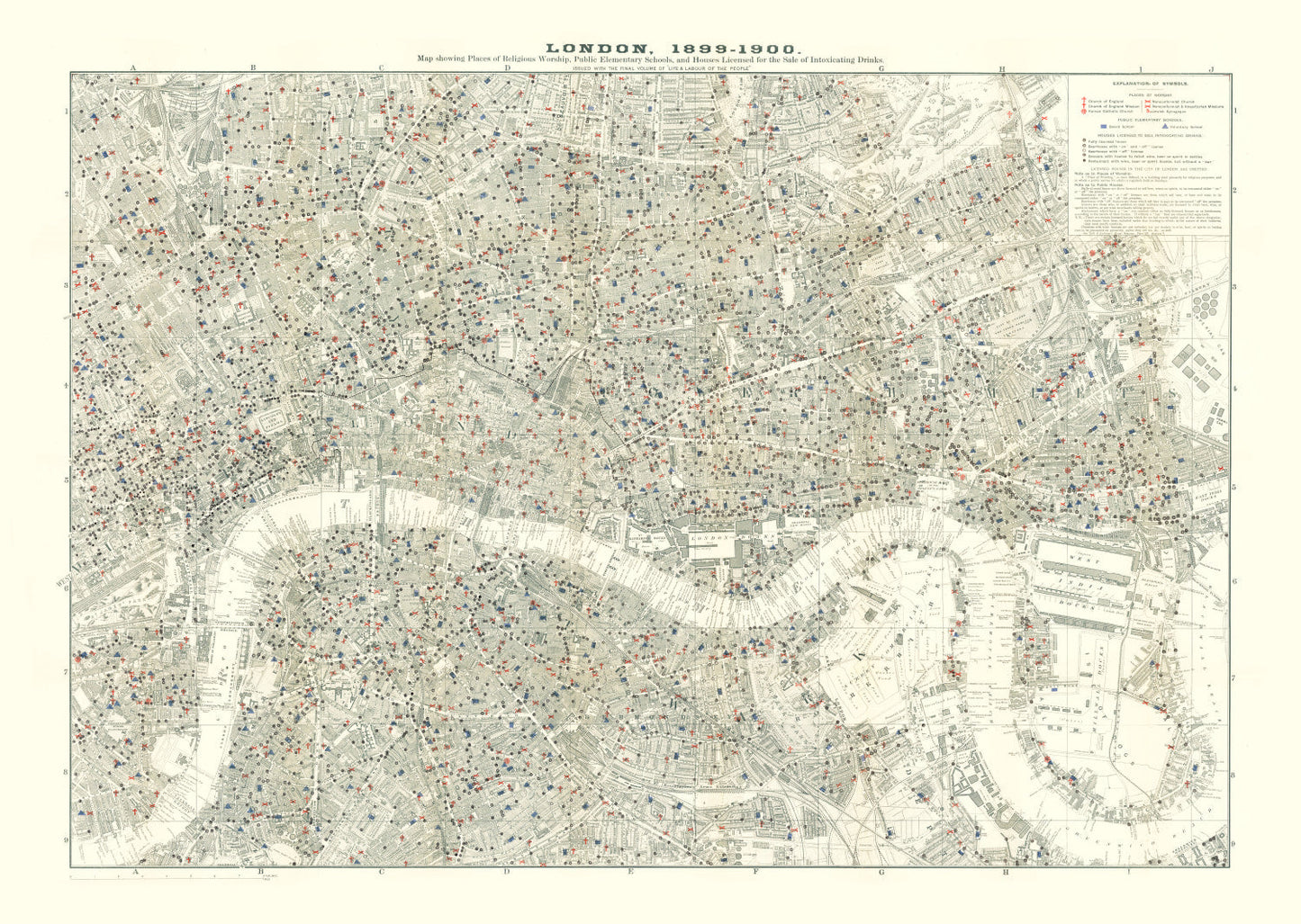 Vintage Map of London, England, 1903