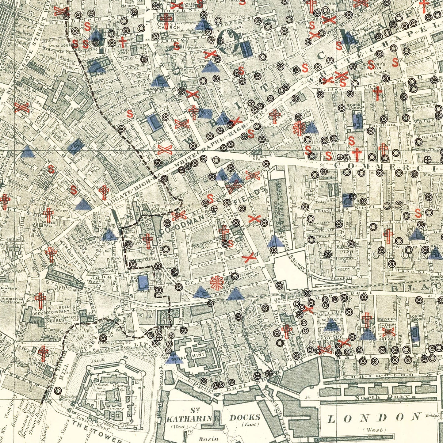 Vintage Map of London, England, 1903