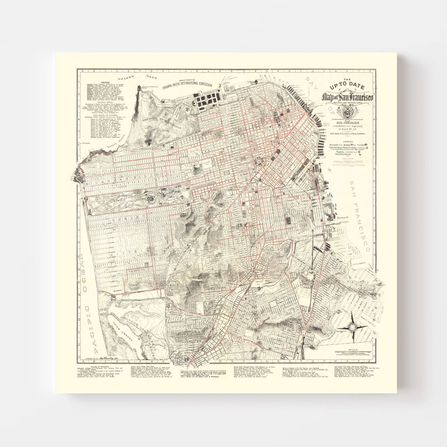 Vintage Map of San Francisco, California, 1915
