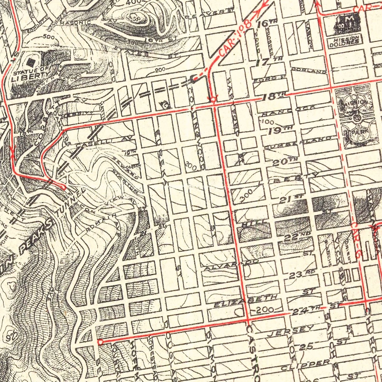 Vintage Map of San Francisco, California, 1915