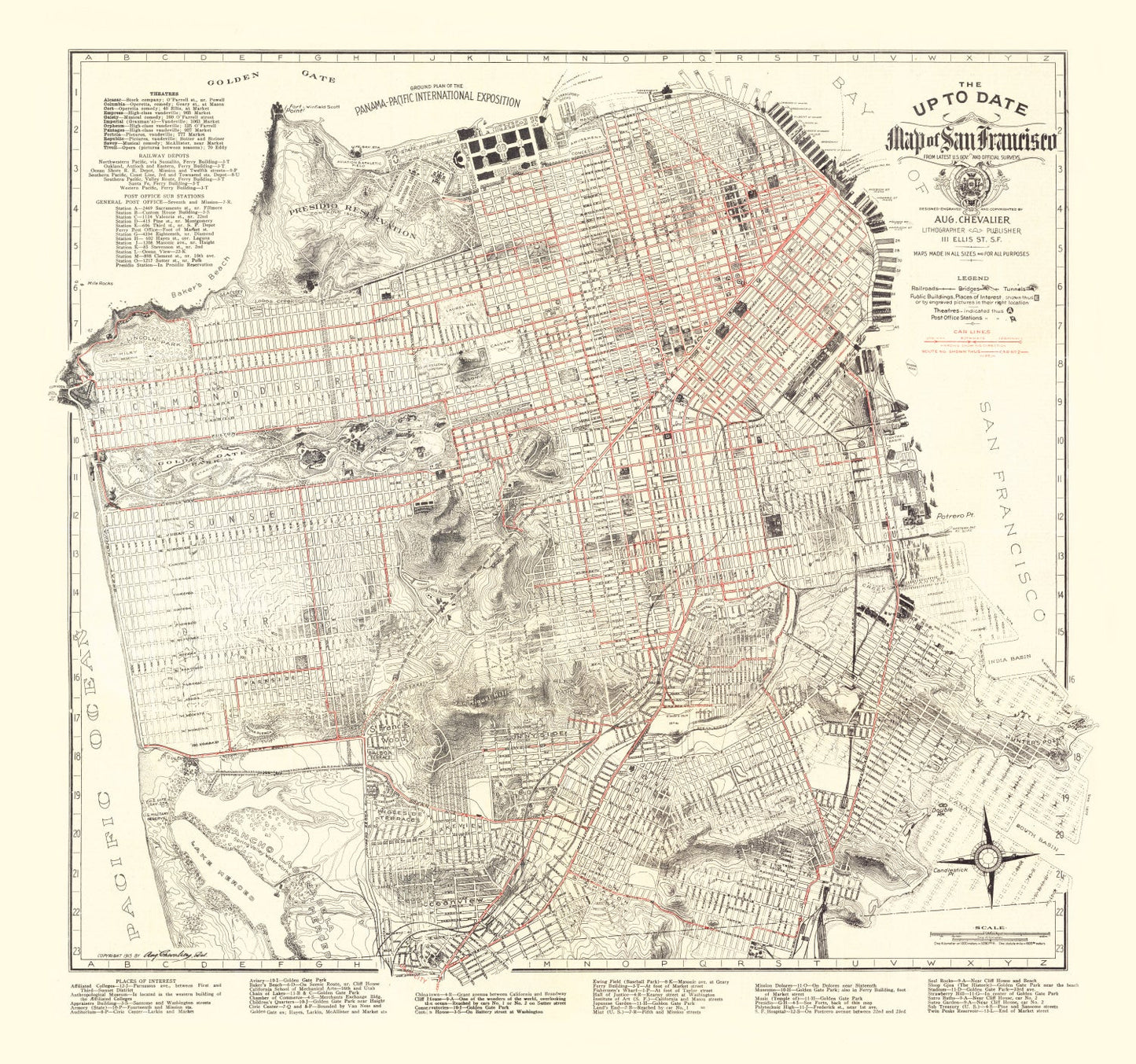 Vintage Map of San Francisco, California, 1915