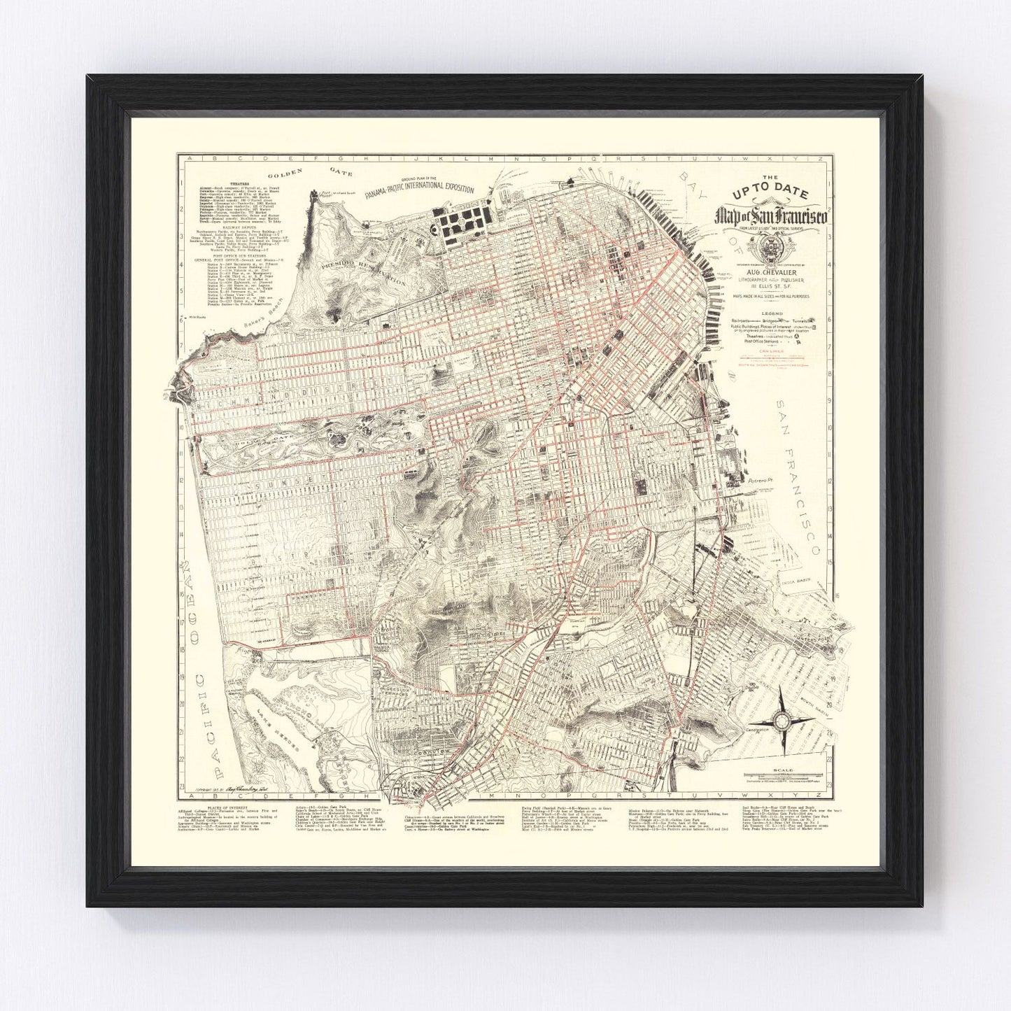 vintage map of San Francisco, California, 1915