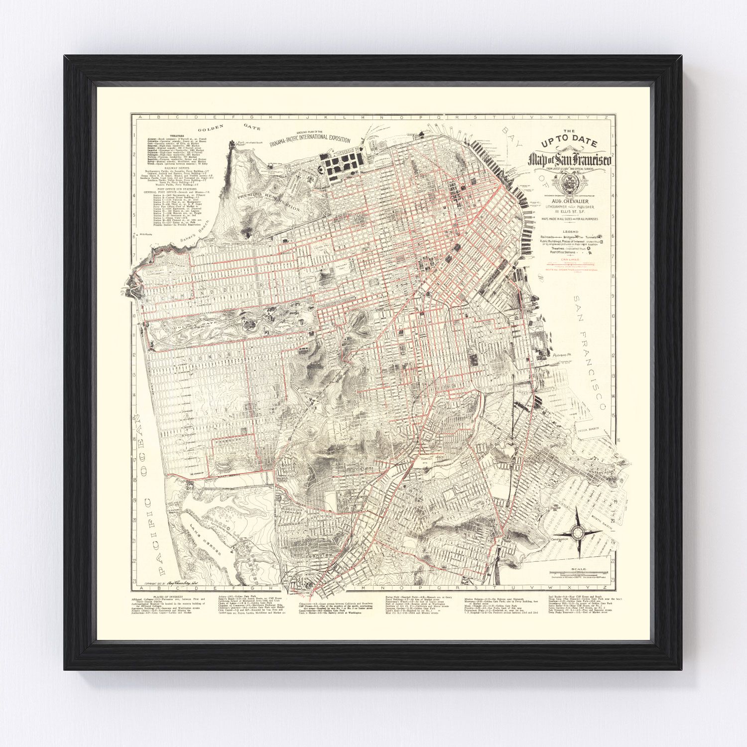 vintage map of San Francisco, California, 1915
