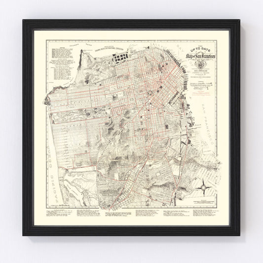 vintage map of San Francisco, California, 1915