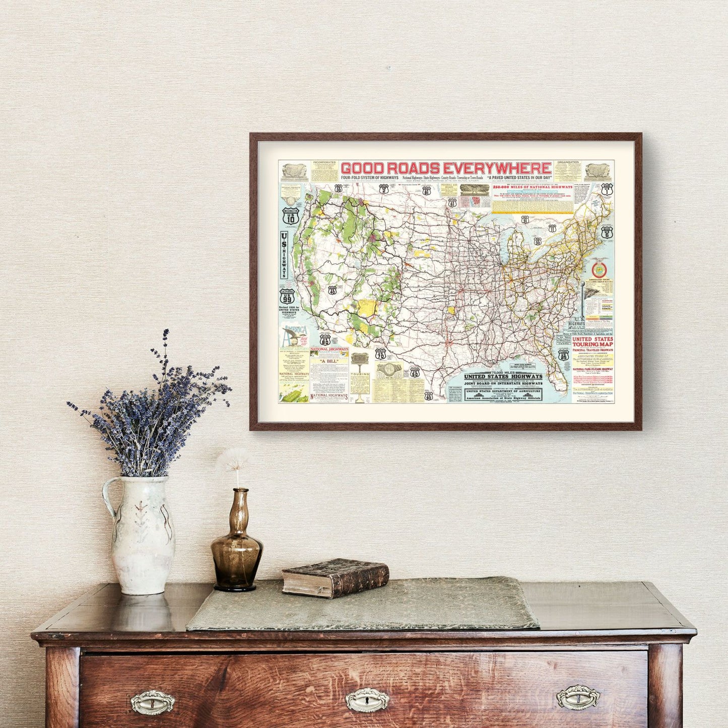 United States Highways Vintage Map, 1926