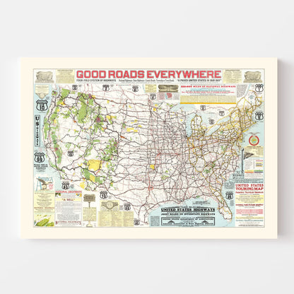 United States Highways Vintage Map, 1926