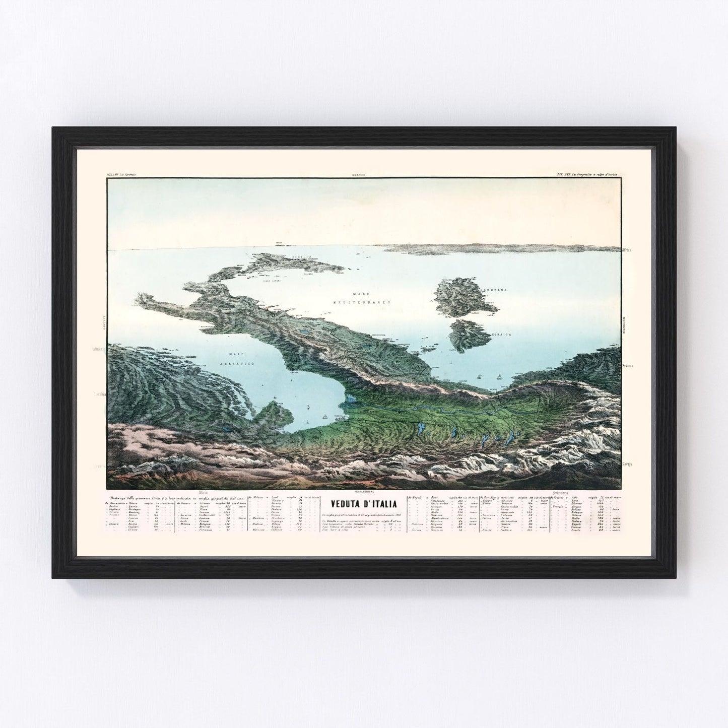 Vintage map of Italy, 1853