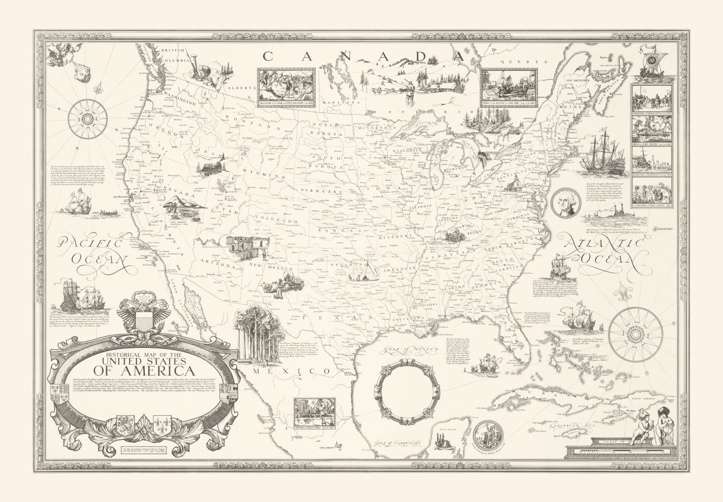 Vintage Map of the United States, 1926