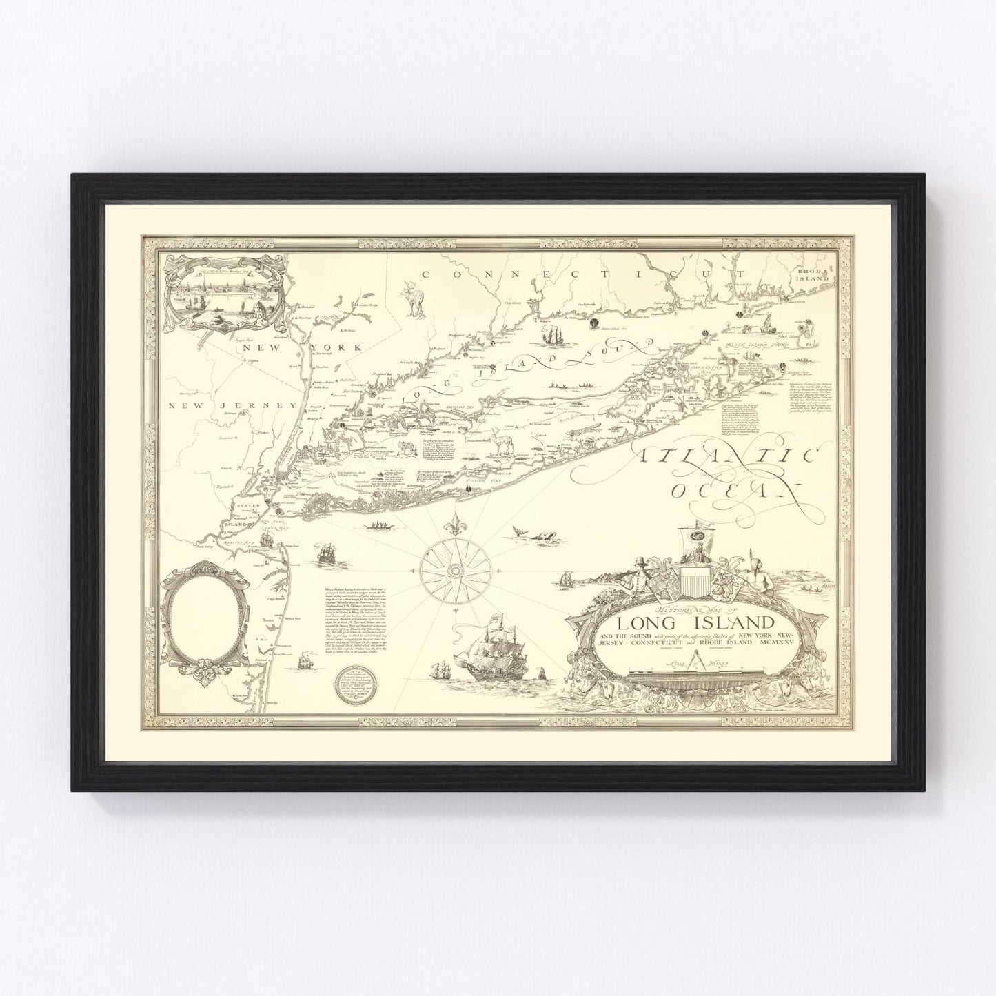 vintage map of Long Island, New York, 1925
