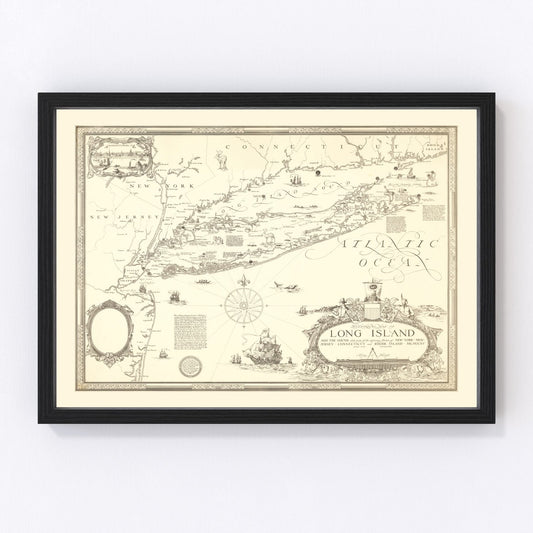vintage map of Long Island, New York, 1925