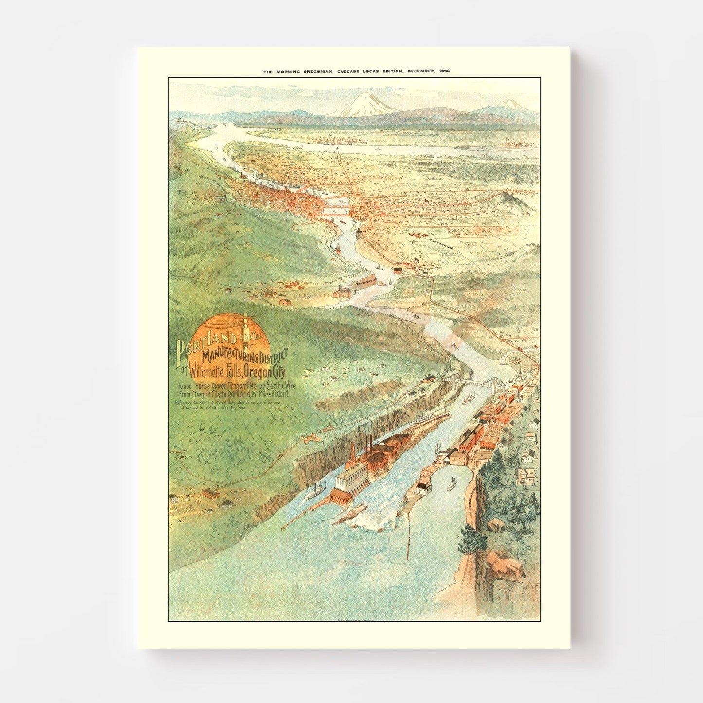 Vintage Map of Portland, Oregon, 1896