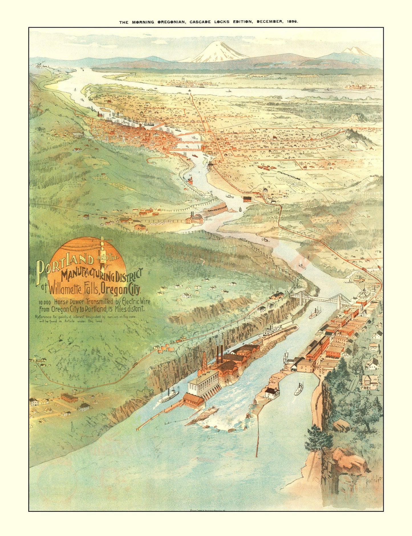 Vintage Map of Portland, Oregon, 1896