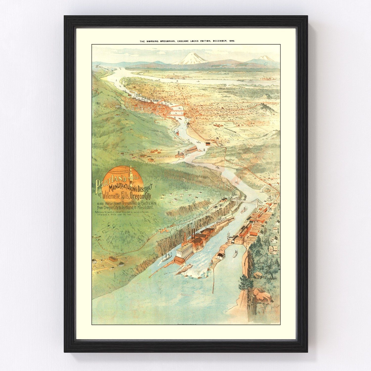 Vintage map of Portland, Oregon, 1896
