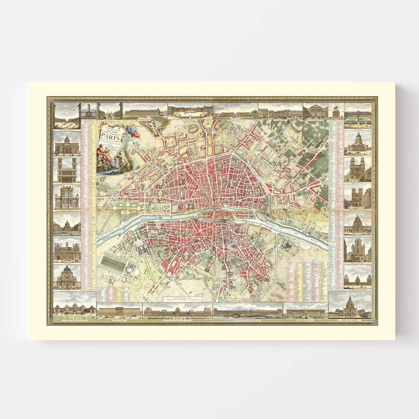 Vintage Map of Paris, France, 1784