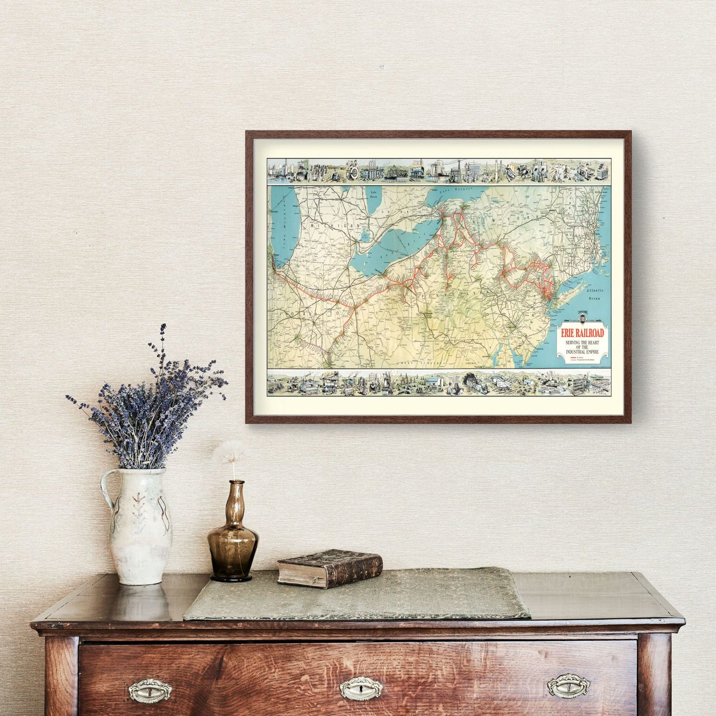 Vintage Erie Railroad Map, 1927