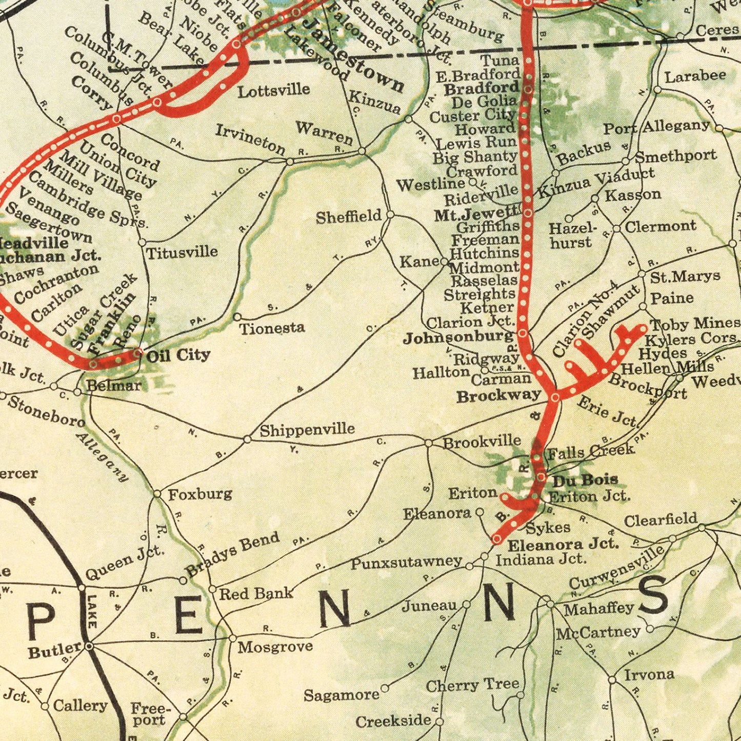 Vintage Erie Railroad Map, 1927