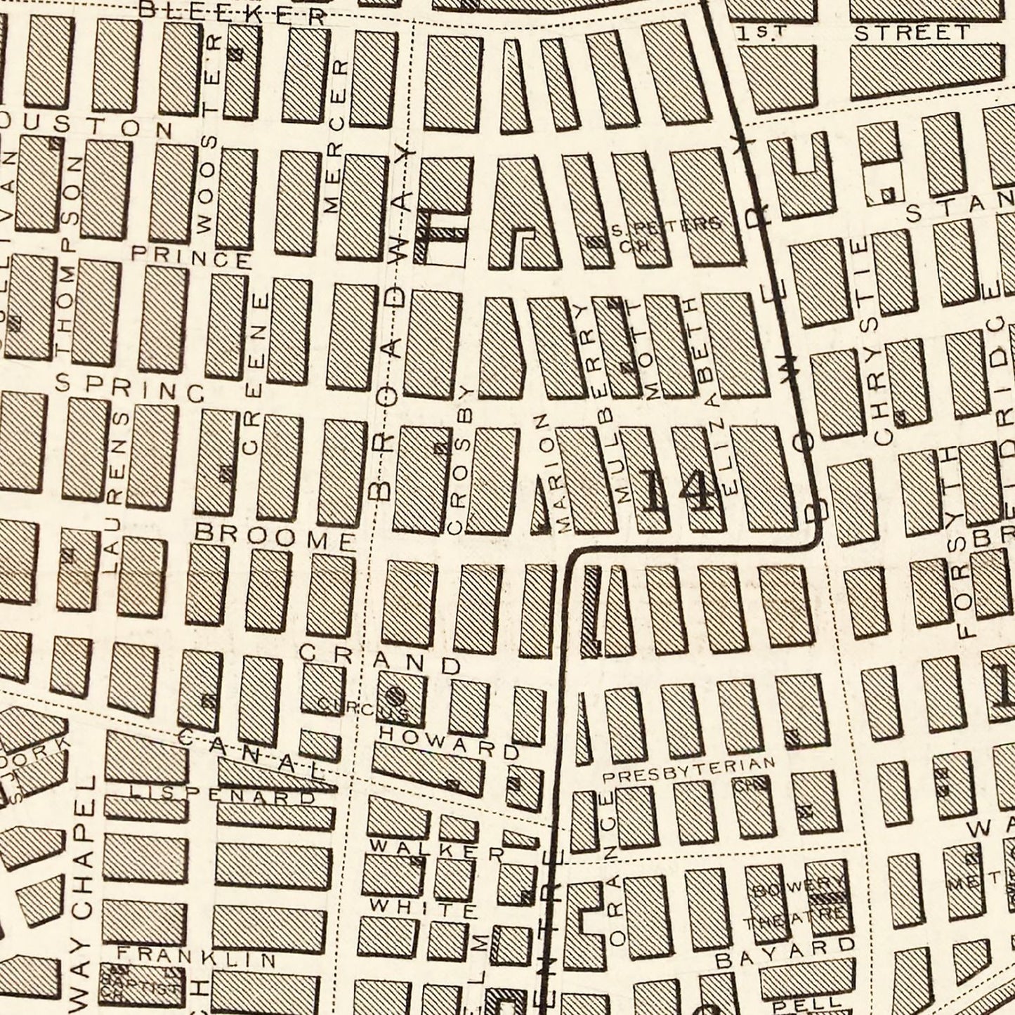 Vintage Map of New York City, New York, 1851