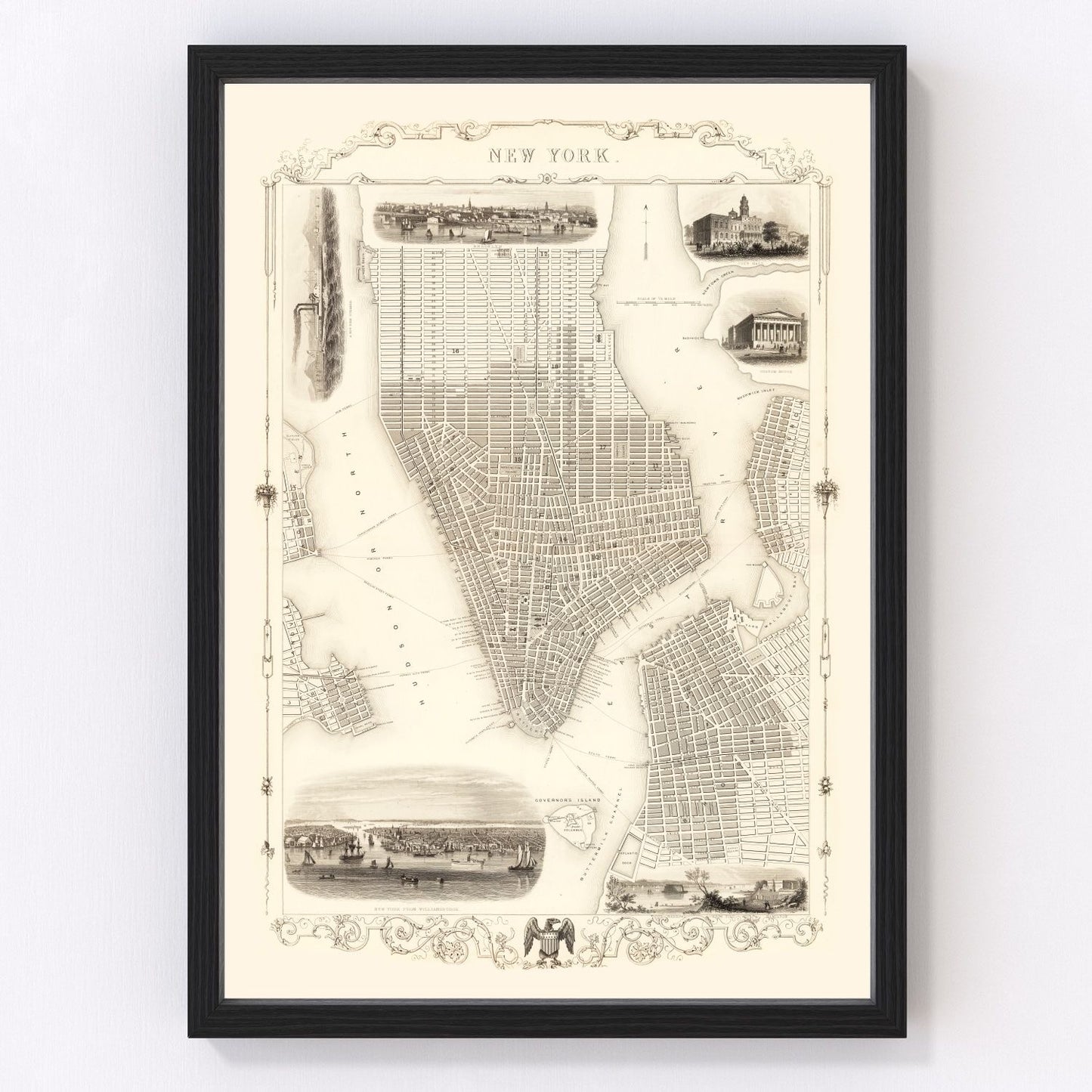 Vintage map of New York City, New York, 1851