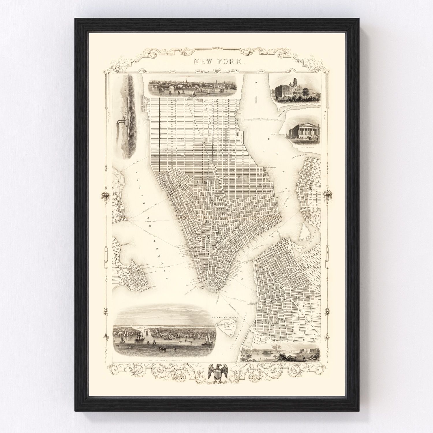 Vintage map of New York City, New York, 1851