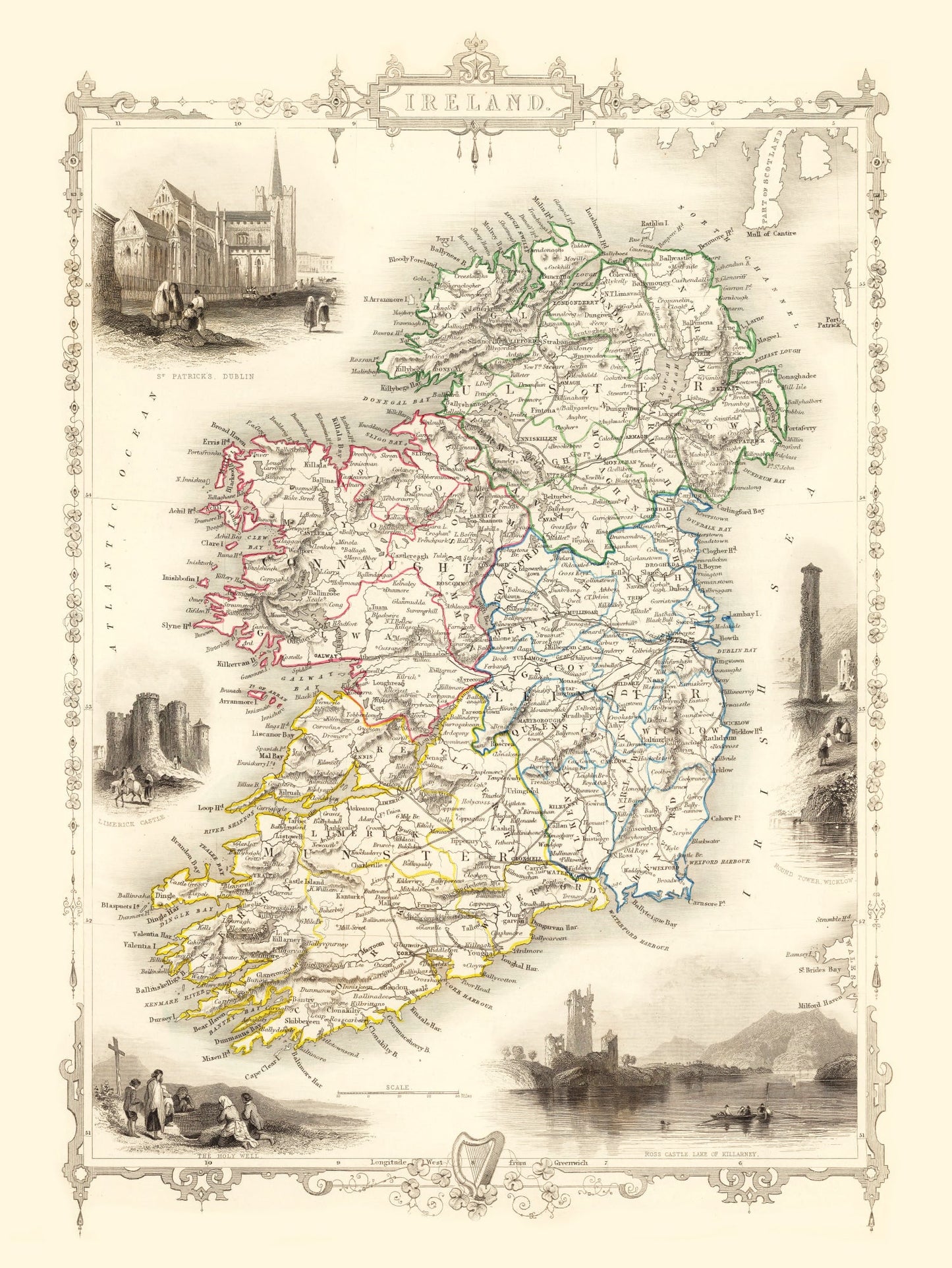 Vintage Map of Ireland, 1851