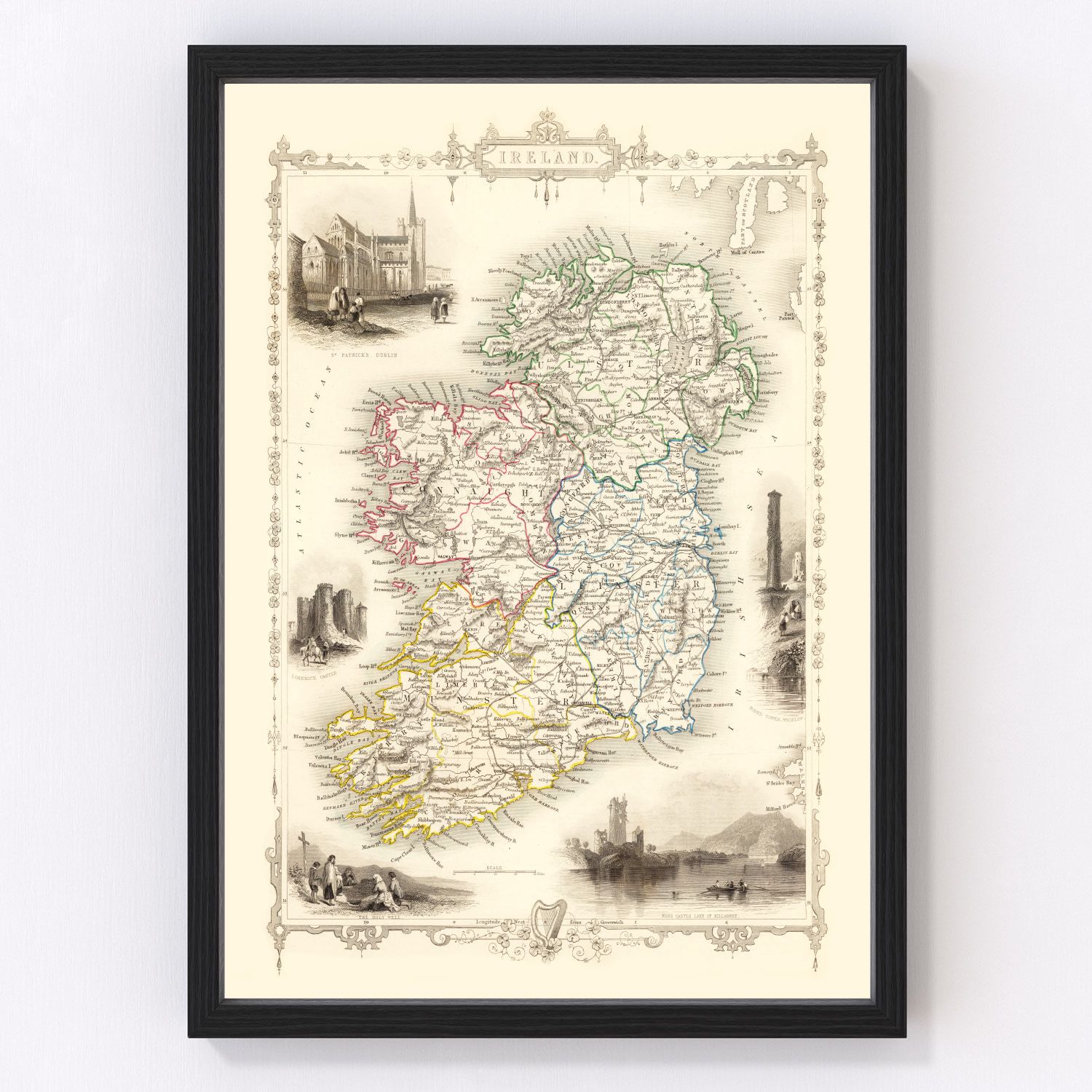 Vintage map of Ireland, 1851
