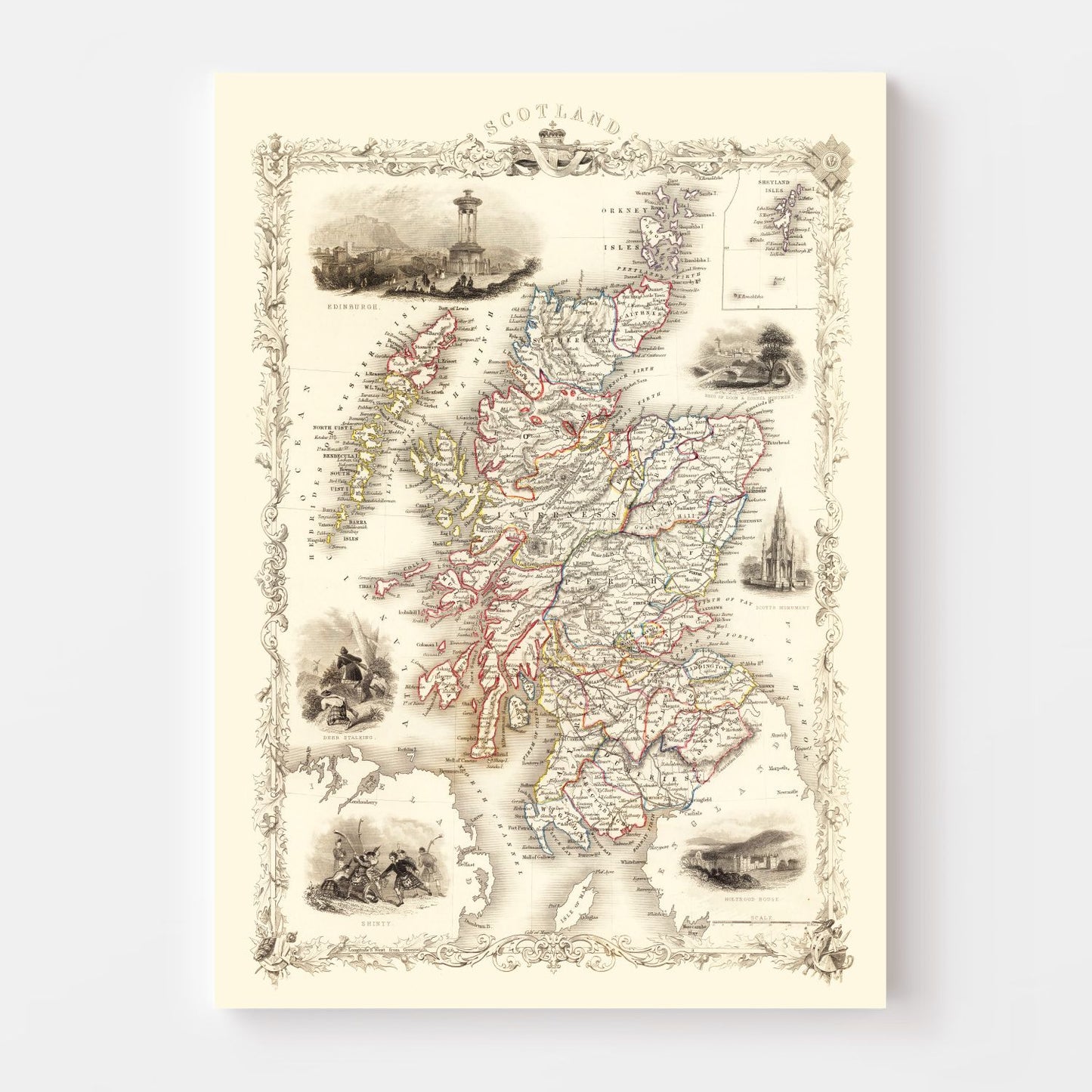 Vintage Map of Scotland, 1851