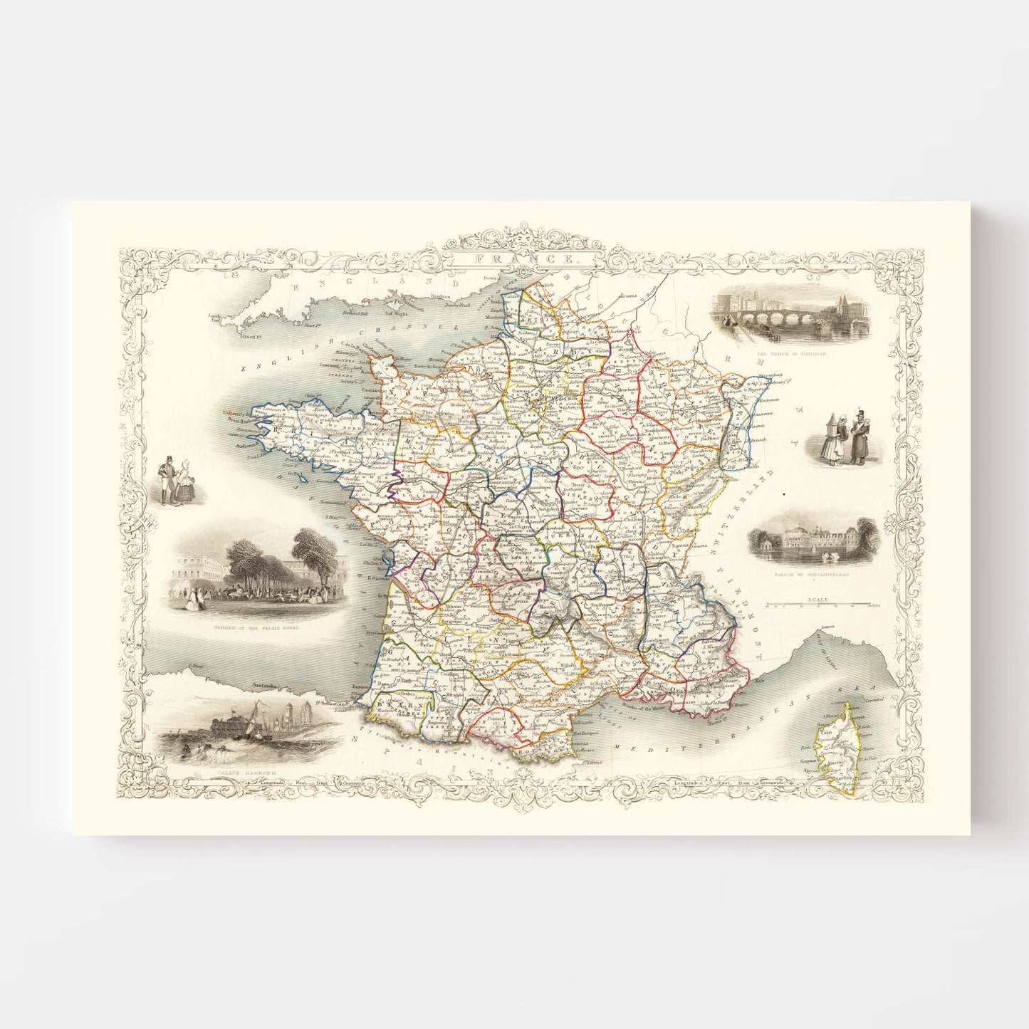 Vintage Map of France, 1851