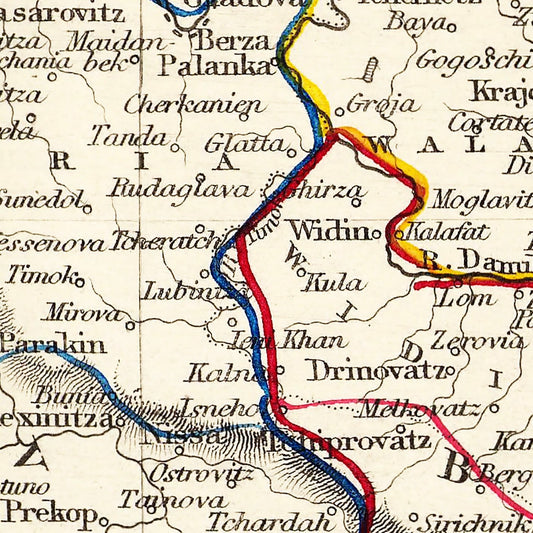 Vintage Map of Turkey in Europe, 1851