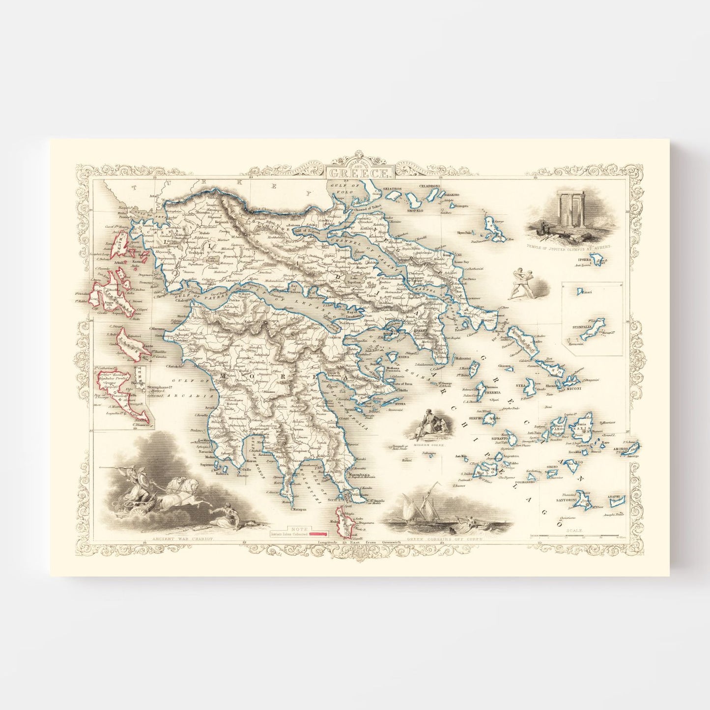 Vintage Map of Greece, 1851