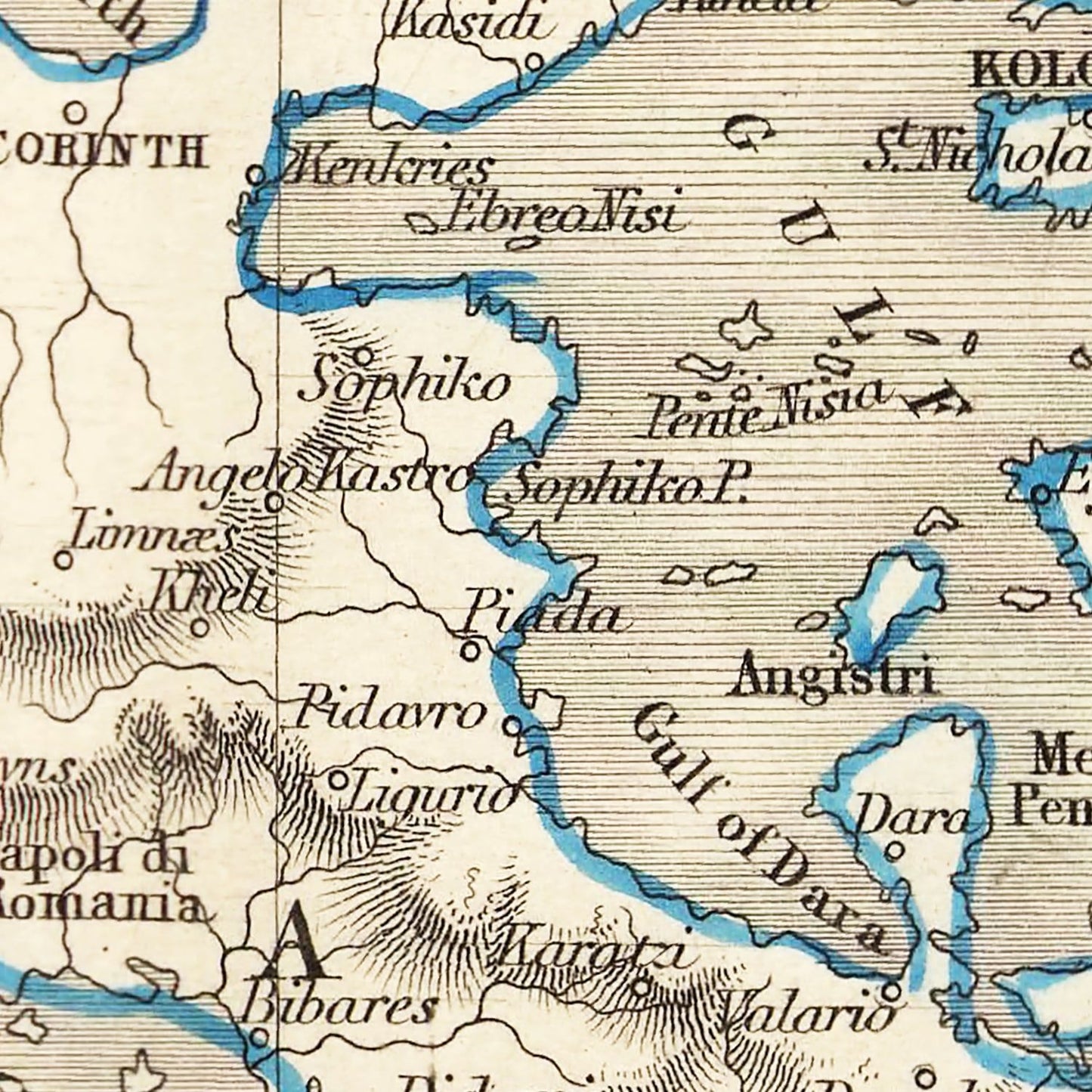 Vintage Map of Greece, 1851