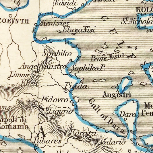 Vintage Map of Greece, 1851